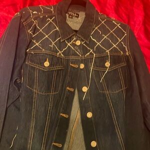 Women's thrill jeans, jean jacket with rhinestones